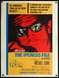 5a549 IPCRESS FILE 30x40 '65 close-up of Michael Caine in the spy story of the century!