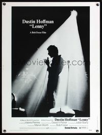 5a567 LENNY 30x40 '74 cool silhouette image of Dustin Hoffman as comedian Lenny Bruce at microphone!