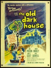 5a615 OLD DARK HOUSE 30x40 '63 William Castle, the Kookiest and the Spookiest, you die laughing!