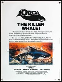5a626 ORCA 30x40 '77 wild artwork of attacking Killer Whale by John Berkey, it kills for revenge!