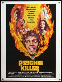 5a649 PSYCHIC KILLER 30x40 '75 he freed his mind & body to commit the most sensual & shocking acts!