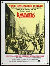 5a658 RAVAGERS 30x40 '79 Richard Harris, Ernest Borgnine, 1991 & civilization is dead!