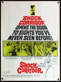 5a680 SHOCK CORRIDOR 30x40 '63 Sam Fuller's masterpiece that exposed psychiatric treatment!
