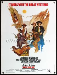 5a721 TAKE A HARD RIDE style A 30x40 '75 cool Rogers art of Jim Brown, Lee Van Cleef, Williamson!