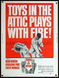 5a742 TOYS IN THE ATTIC 30x40 '63 wild artwork of Dean Martin slapping Yvette Mimieux!