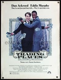 5a744 TRADING PLACES 30x40 '83 Dan Aykroyd & Eddie Murphy are getting rich & getting even!