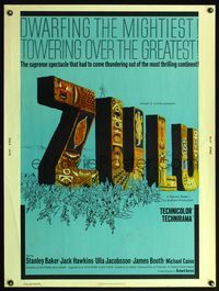 5a770 ZULU 30x40 '64 Stanley Baker & Michael Caine classic, dwarfing the mightiest!