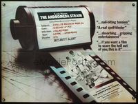 5a023 ANDROMEDA STRAIN British quad '71 Michael Crichton, different classified film roll design!