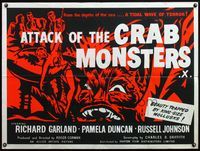 5a028 ATTACK OF THE CRAB MONSTERS British quad R60s Roger Corman, great artwork of wacky monster!