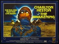 5a030 AWAKENING British quad '80 Charlton Heston, Egypt, the evil one must not live again!