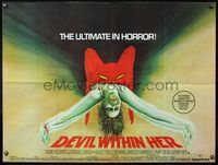 5a039 BEYOND THE DOOR British quad '74 the ultimate in horror, wild art, Devil Within Her!