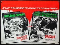 5a179 JESSE JAMES FRANKENSTEIN'S/BILLY KID VS DRACULA British quad '65 western horror double-bill!