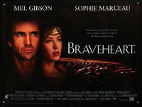 5a050 BRAVEHEART British quad '95 Mel Gibson as William Wallace, pretty Sophie Marceau!