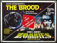 5a055 BROOD/DAWN OF THE DEAD British quad '80s horror double-bill, twice as terrifying together!