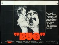 5a058 BUG British quad '75 wild horror image of screaming girl on phone with flaming insect!