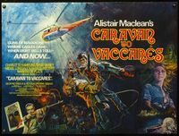 5a065 CARAVAN TO VACCARES British quad '74 art of sexy Charlotte Rampling, Alistair MacLean novel!