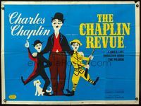 5a069 CHAPLIN REVUE British quad '60 Charlie comedy compilation, great wacky artwork!