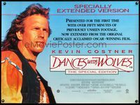 5a085 DANCES WITH WOLVES British quad R92 Kevin Costner & Native American Indians, extended version