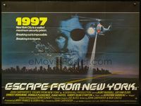 5a111 ESCAPE FROM NEW YORK British quad '81 John Carpenter, cool different art of Kurt Russell!