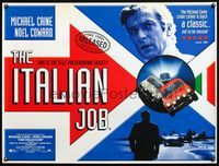 5a175 ITALIAN JOB DS British quad R99 Michael Caine, cool red, white & blue Mini Cooper design!