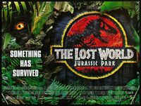 5a182 JURASSIC PARK 2 DS British quad '96 Spielberg, The Lost World, something has survived!
