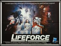 5a199 LIFEFORCE British quad '85 Tobe Hooper directed, cool sci-fi art of astronauts!