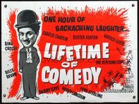 5a200 LIFETIME OF COMEDY British quad '60s great full-length artwork of comedian Charlie Chaplin!