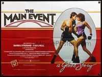 5a213 MAIN EVENT British quad '79 full-length image of Barbra Streisand boxing with Ryan O'Neal!