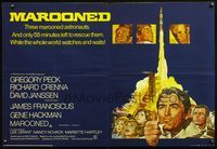 5a217 MAROONED British quad '69 Gregory Peck & Gene Hackman, great Terpning cast & rocket art!