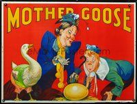 5a005 MOTHER GOOSE stage play British quad '30s cool stone litho art of mom, goose and golden egg!
