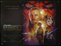 5a262 PHANTOM MENACE DS British quad '99 George Lucas, Star Wars Episode I, art by Drew Struzan!