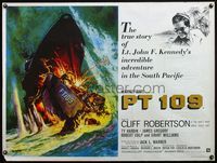 5a273 PT 109 British quad '63 Cliff Robertson as John F. Kennedy in World War II, sinking ship art!