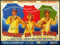 5a307 SINGIN' IN THE RAIN advance British quad R2000 art of Gene Kelly, O'Connor, Debbie Reynolds!
