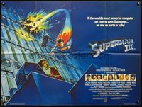 5a330 SUPERMAN III British quad '83 art of Christopher Reeve flying & with Richard Pryor!
