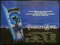5a349 TWILIGHT ZONE British quad '83 great art of girl unlocking the door to another dimension!