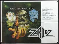 5a377 ZARDOZ British quad '74 fantasy art of Sean Connery, beyond 1984, beyond 2001!