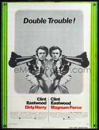 5a467 DIRTY HARRY/MAGNUM FORCE 1sh '75 Clint Eastwood crime db, double trouble!