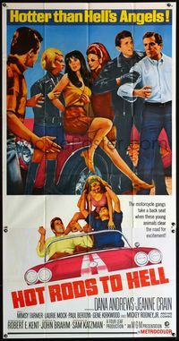 5b206 HOT RODS TO HELL 3sh '67 Dana Andrews, Jeanne Crain, Hotter than Hell's Angels!