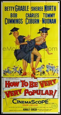 5b212 HOW TO BE VERY, VERY POPULAR 3sh '55 art of sexy students Betty Grable & Sheree North!
