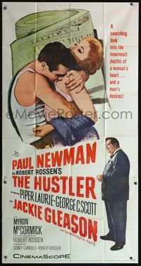 5b214 HUSTLER 3sh '61 pool pros Paul Newman & full-length Jackie Gleason, plus sexy Piper Laurie!