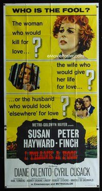5b216 I THANK A FOOL 3sh '62 Susan Hayward would kill for love, Peter Finch may be the fool!