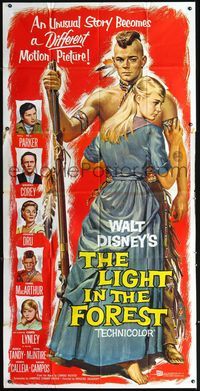 5b234 LIGHT IN THE FOREST 3sh '58 Disney, full-length art of Native American James MacArthur!