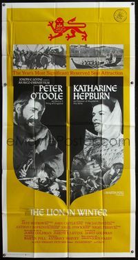 5b236 LION IN WINTER 3sh '68 different image of Katharine Hepburn & Peter O'Toole as Henry II!