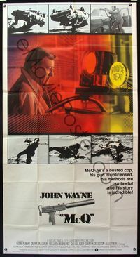 5b255 McQ int'l 3sh '74 John Sturges, John Wayne is a busted cop with an unlicensed gun!