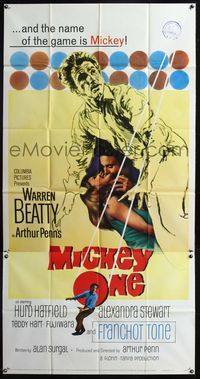5b256 MICKEY ONE 3sh '65 artwork of Warren Beatty, the name of the game is Mickey!