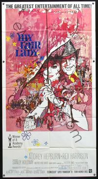 5b267 MY FAIR LADY int'l 3sh R69 classic art of Audrey Hepburn & Rex Harrison by Bob Peak!