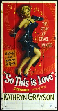 5b310 SO THIS IS LOVE 3sh '53 sexy artwork of Kathryn Grayson as shimmy dancer Grace Moore!