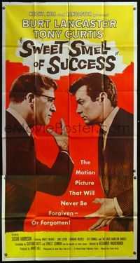 5b324 SWEET SMELL OF SUCCESS 3sh '57 Burt Lancaster as J.J. Hunsecker, Tony Curtis as Sidney Falco!