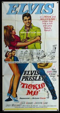 5b333 TICKLE ME int'l 3sh '65 great life-sized image of Elvis Presley & sexy Julie Adams!