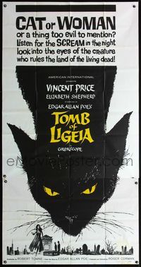 5b334 TOMB OF LIGEIA 3sh '65 Vincent Price, Roger Corman, Edgar Allan Poe, cool cat artwork!